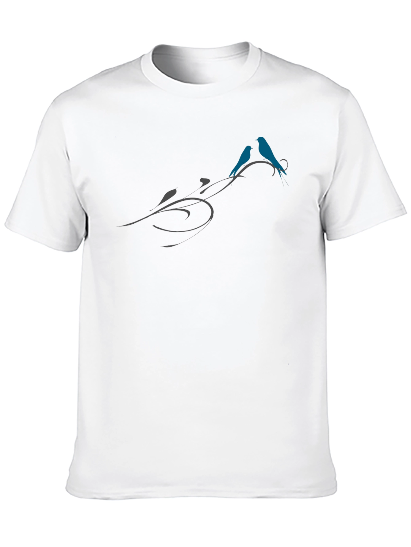 Birds on Vine Graphic Tee - Stylish Black T-Shirt