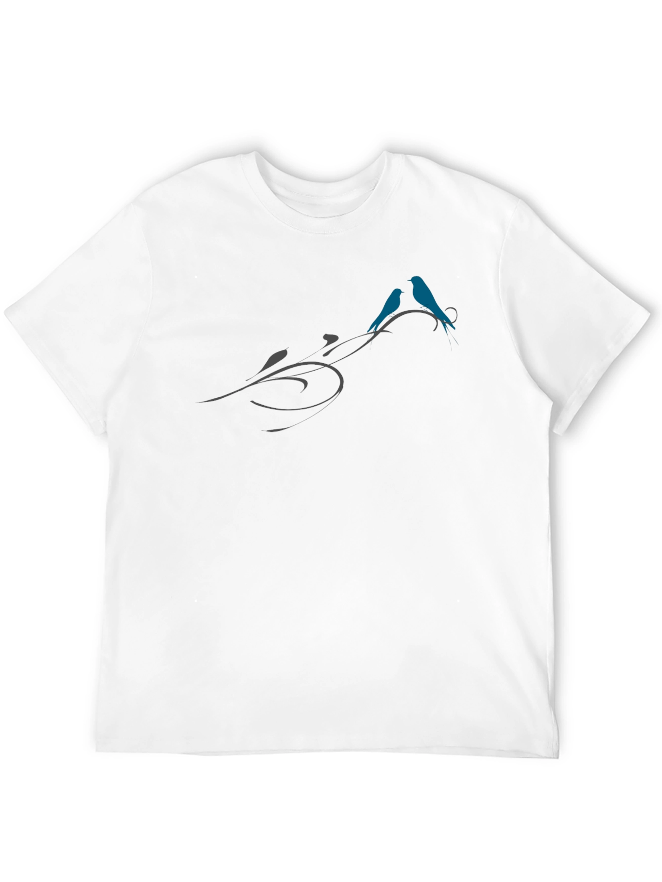 Birds on Vine Graphic Tee - Stylish Black T-Shirt