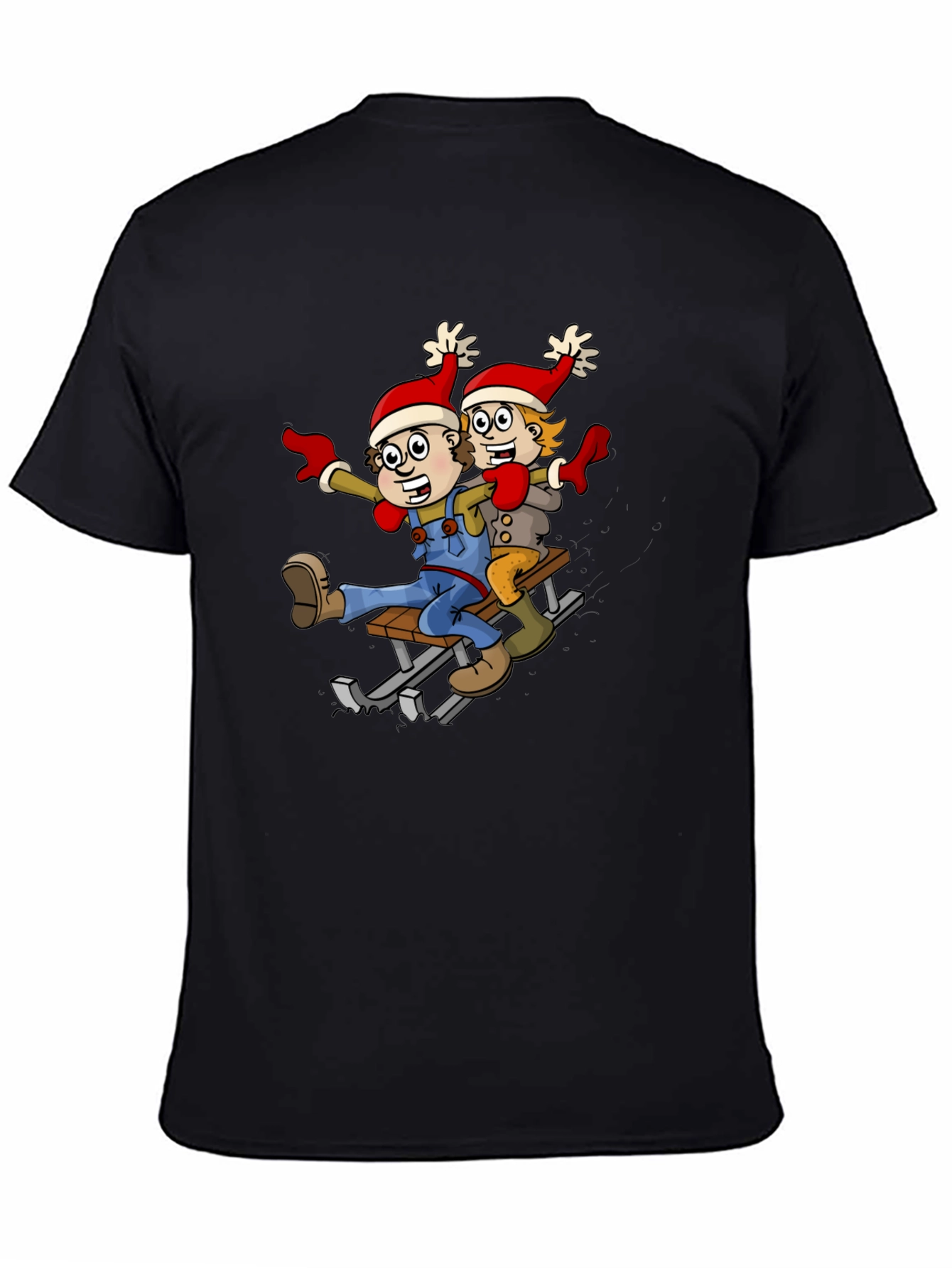 Cartoon Sledding T-Shirt: Whimsical Holiday Fun!