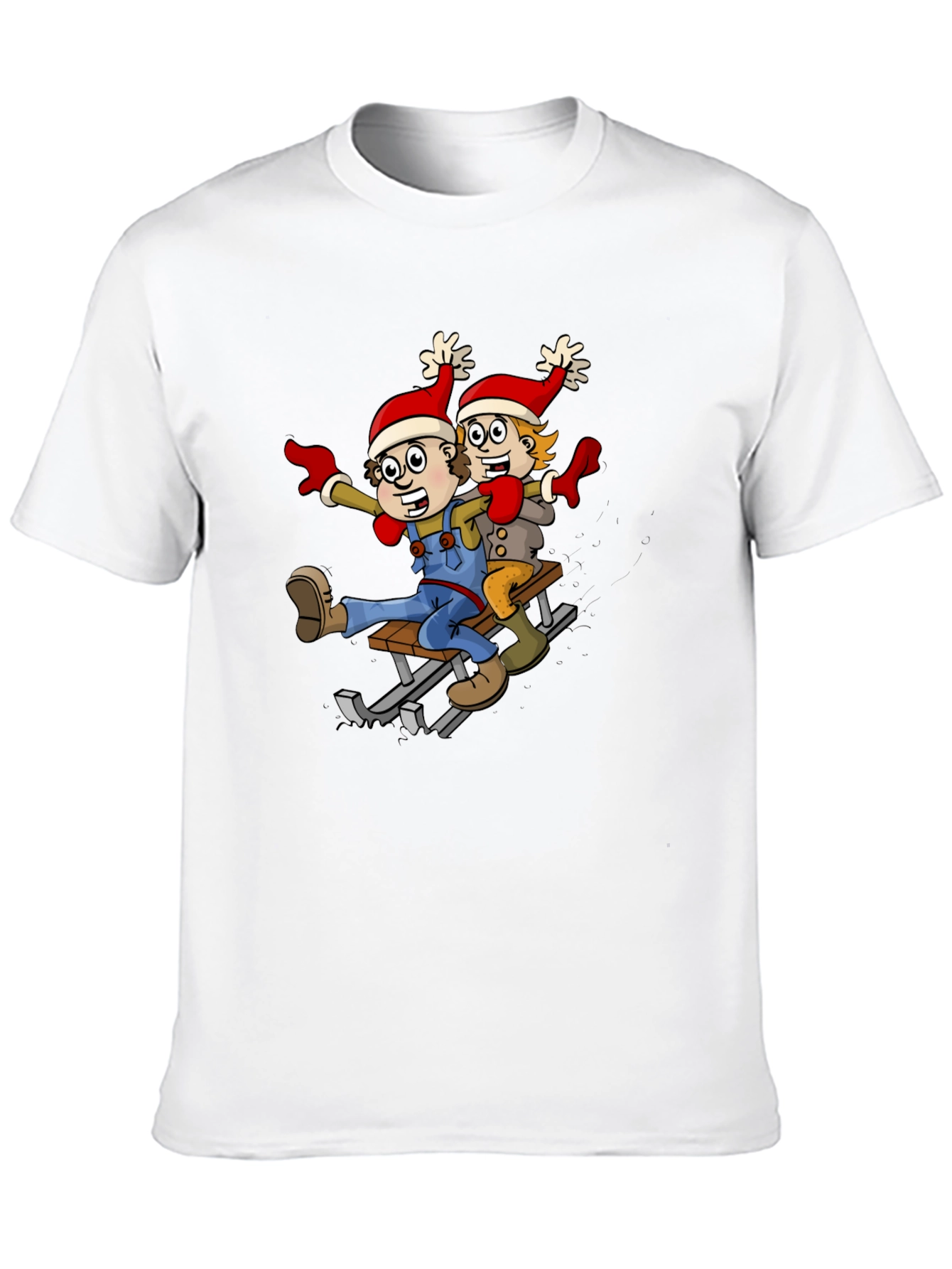 Cartoon Sledding T-Shirt: Whimsical Holiday Fun!