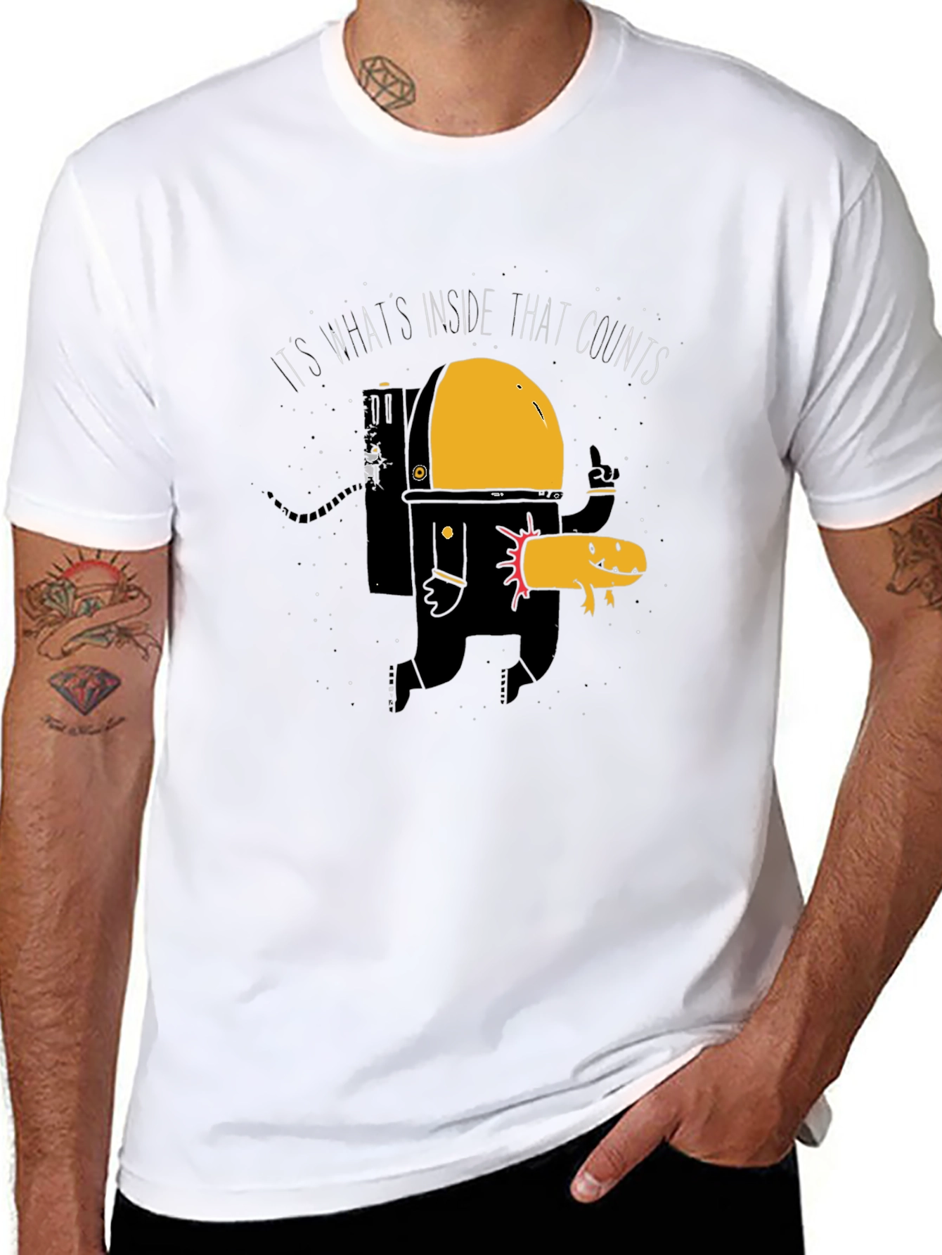 Astronaut Graphic T-Shirt - Whats Inside Hat Counts