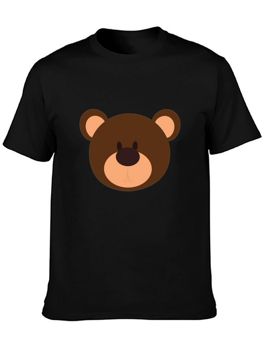 Cute Cartoon Bear Graphic Black T-Shirt