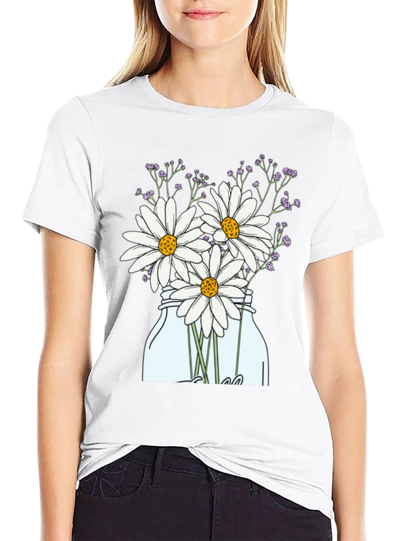 Daisy T-Shirt - Mason Jar Flower Graphic Tee