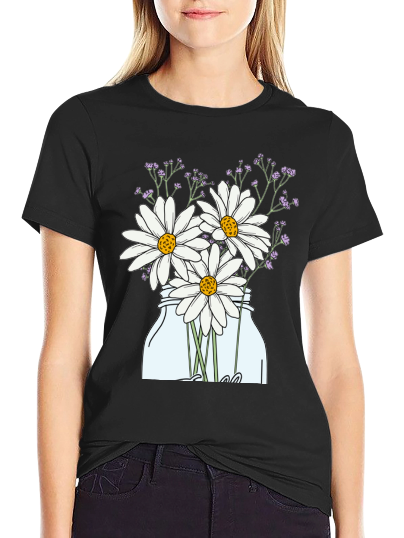 Daisy T-Shirt - Mason Jar Flower Graphic Tee
