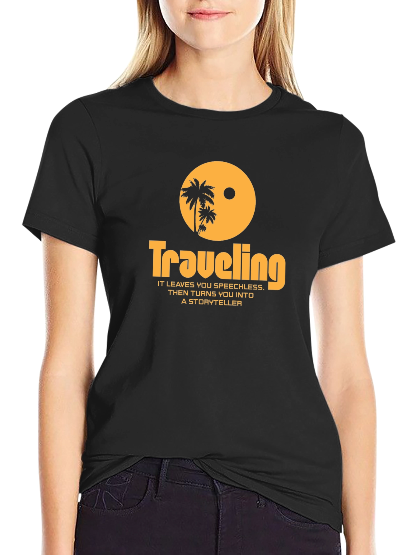 Traveling Palm Tree Graphic Tee - Black