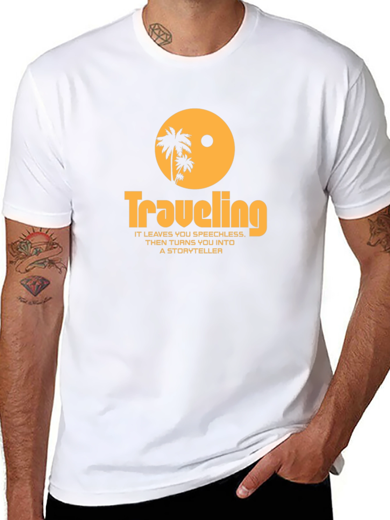 Traveling Palm Tree Graphic Tee - Black
