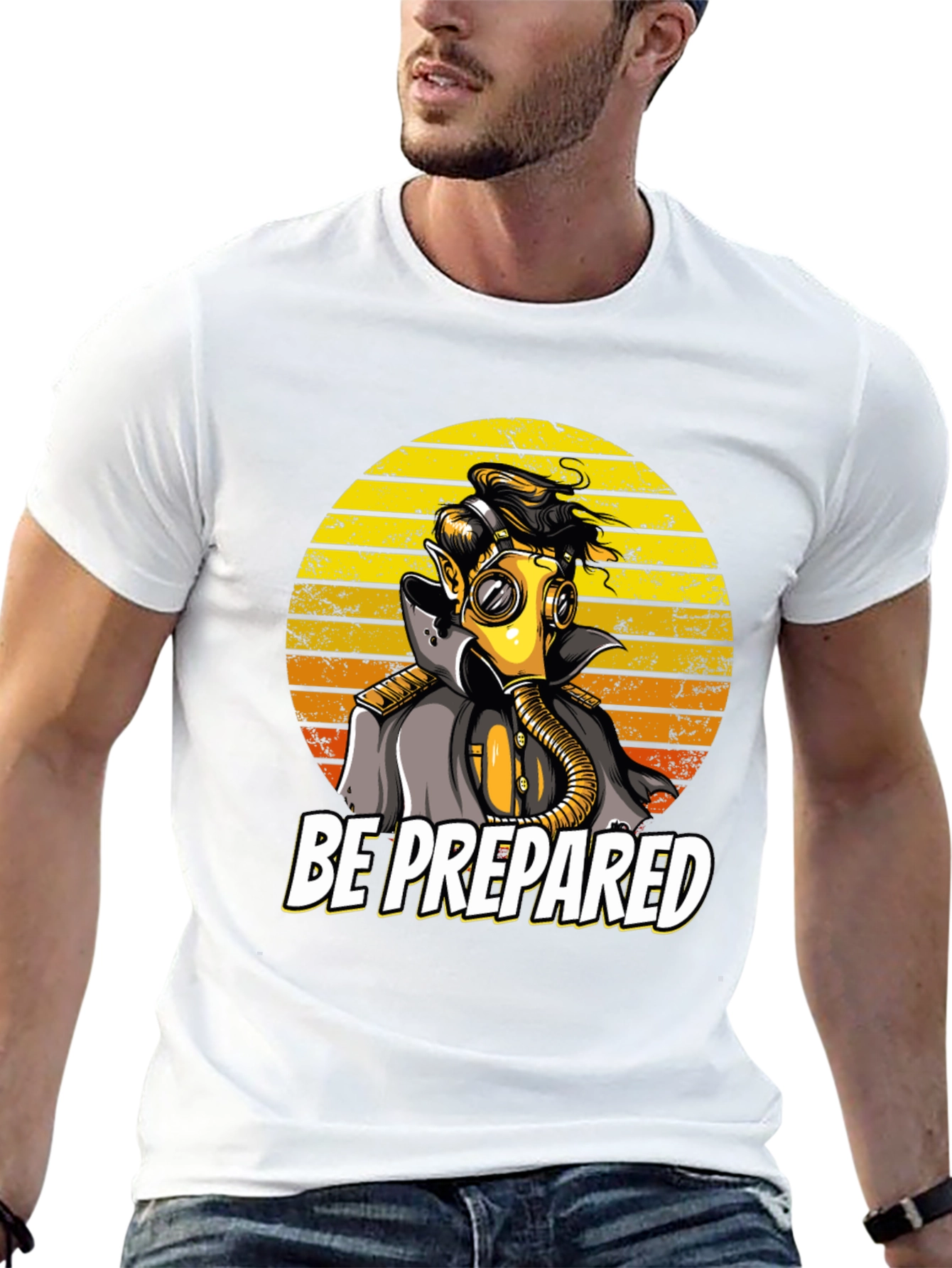 Be Prepared Graphic T-Shirt - Retro Gas Mask Design