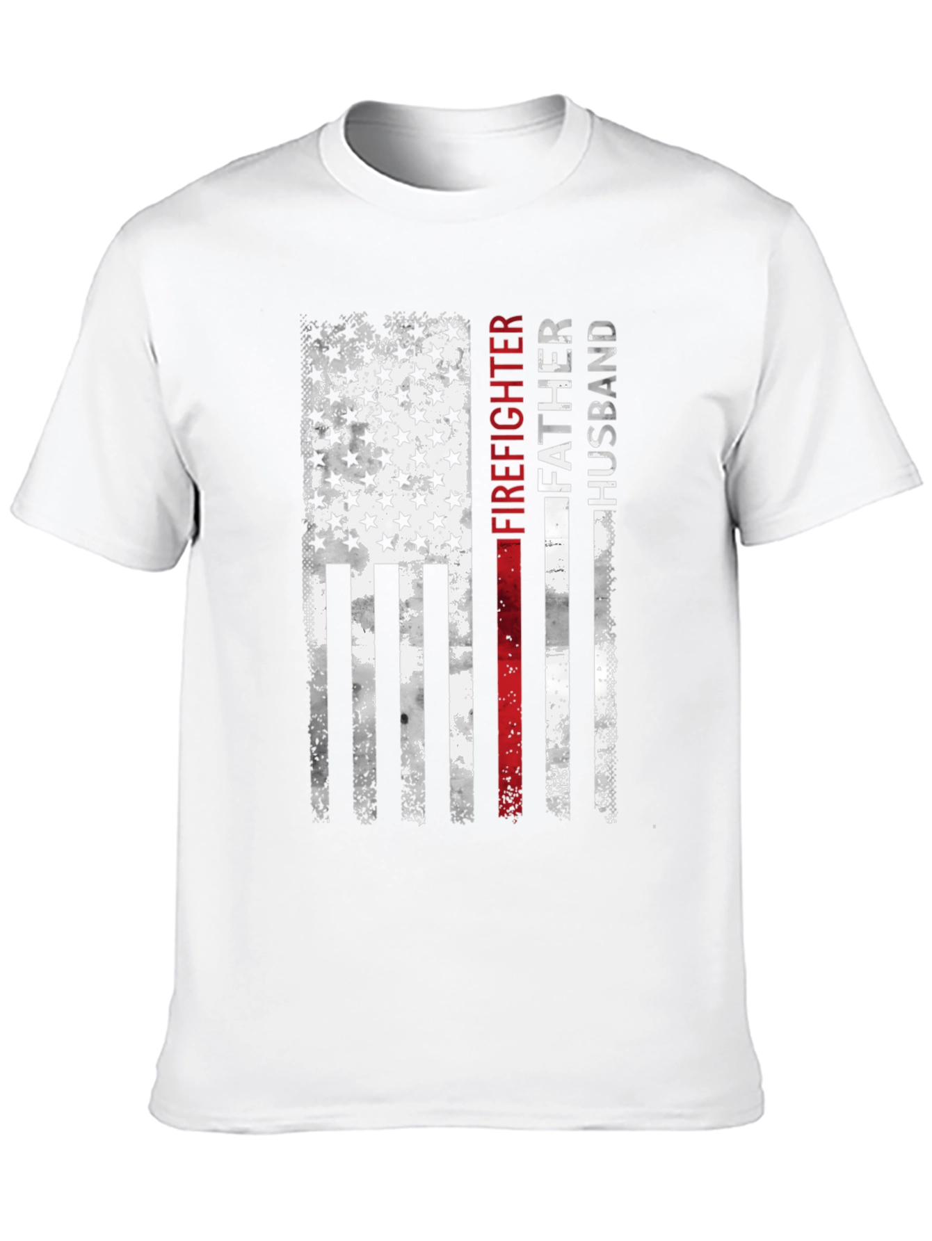 Firefighter Father Husband American Flag T-Shirt