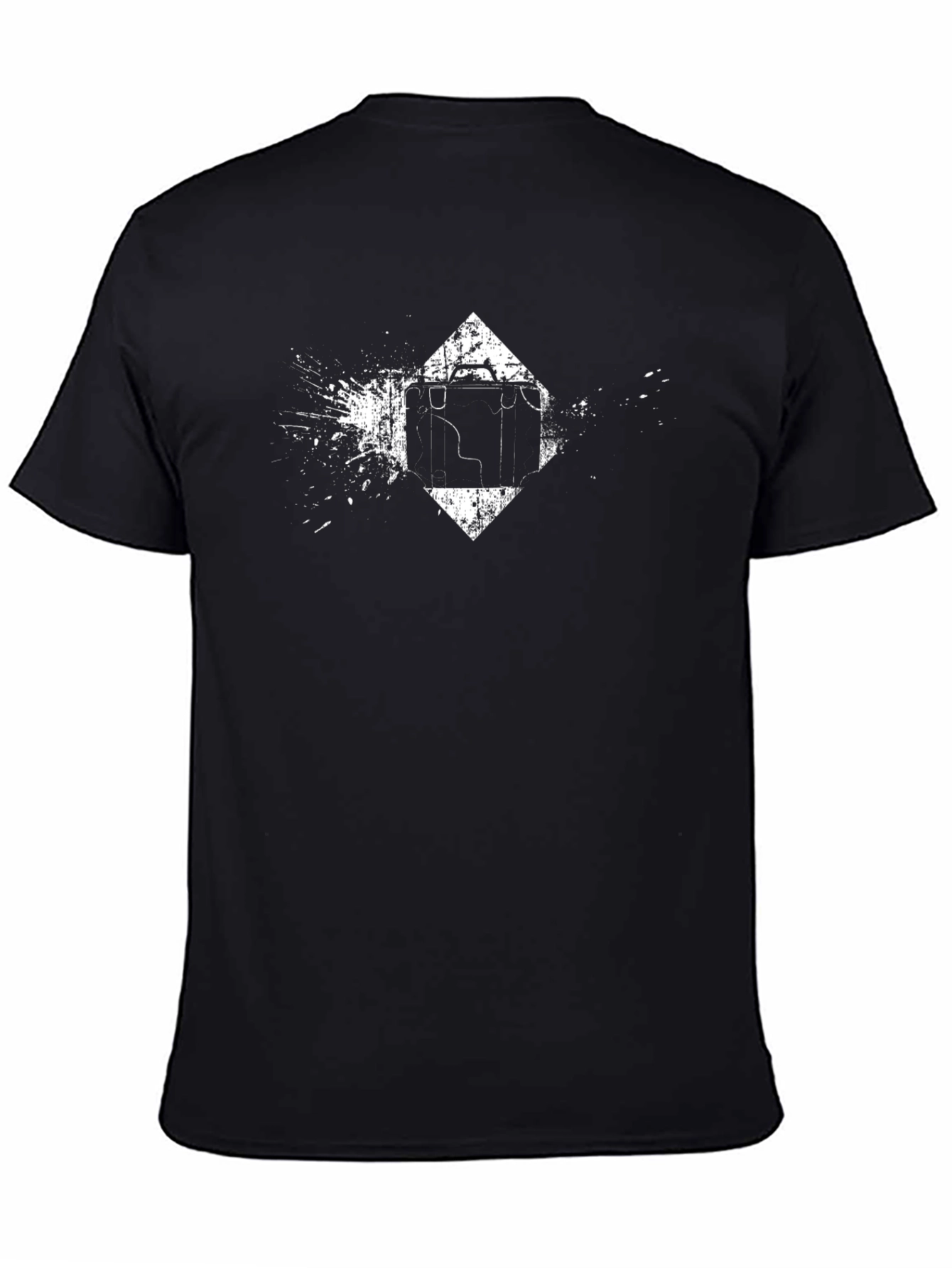 Distressed Suitcase Graphic Tee - Black Cotton