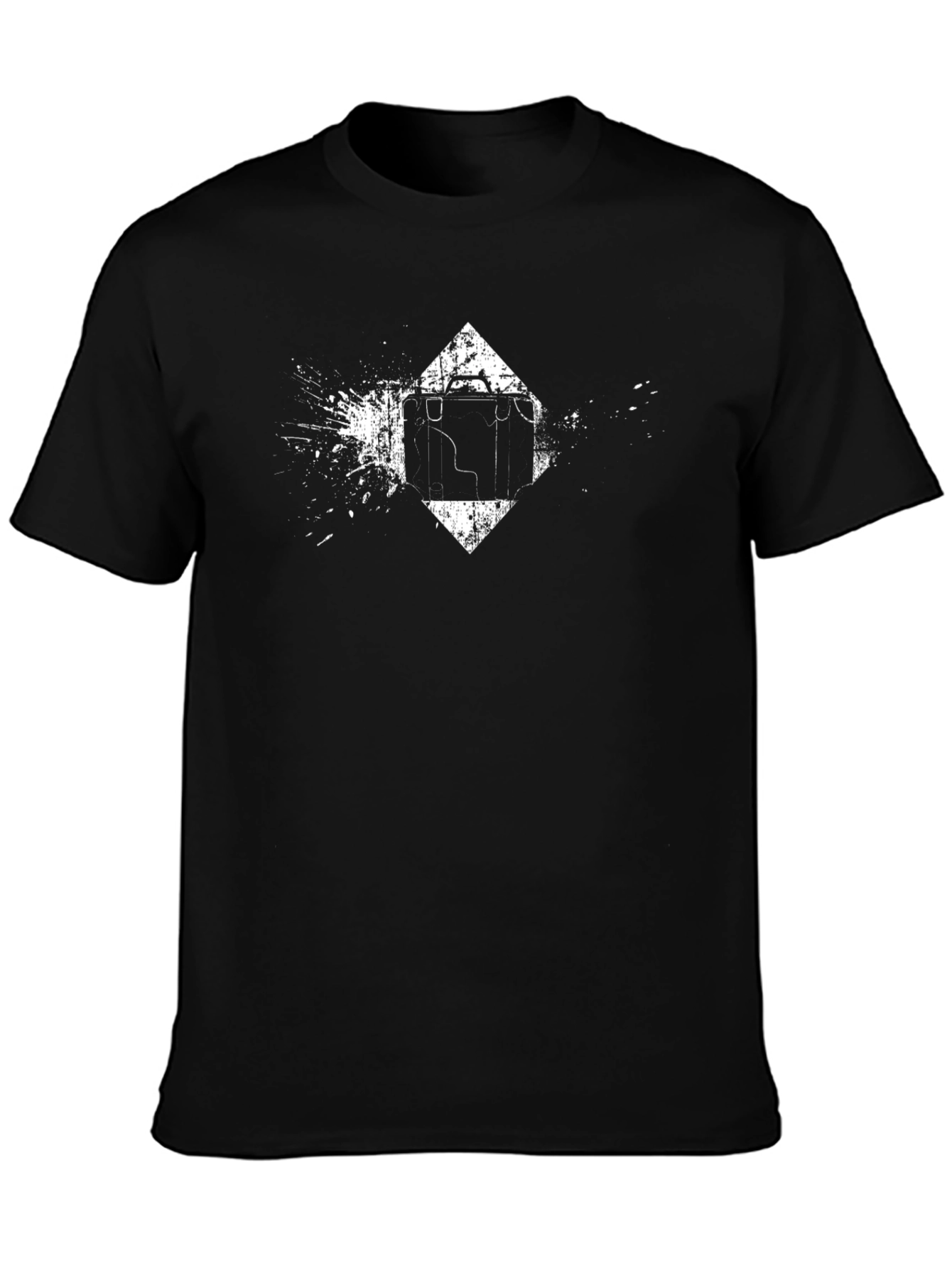 Distressed Suitcase Graphic Tee - Black Cotton