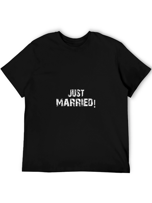Just Married! Black T-Shirt Wedding Gift