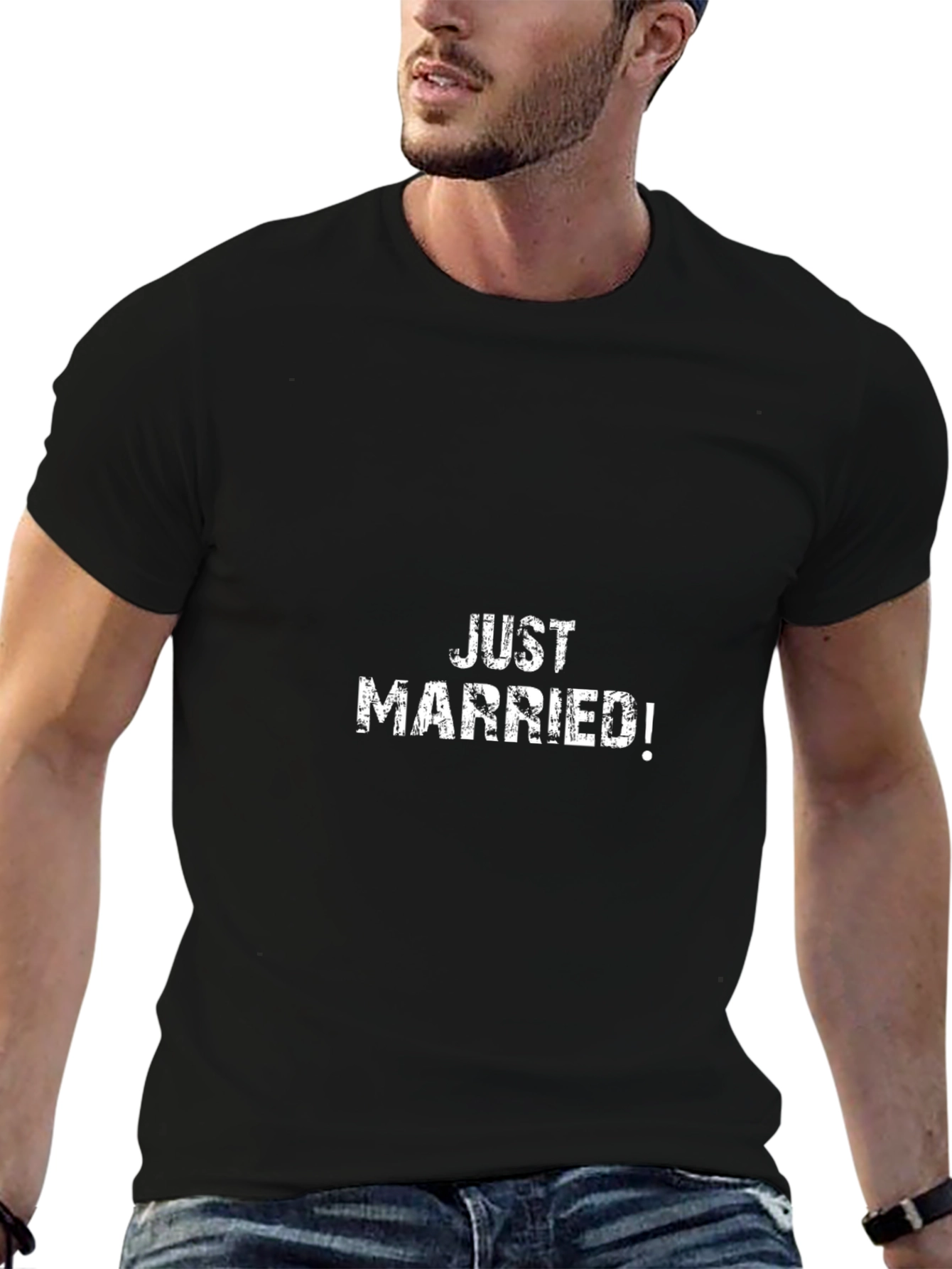Just Married! Black T-Shirt Wedding Gift