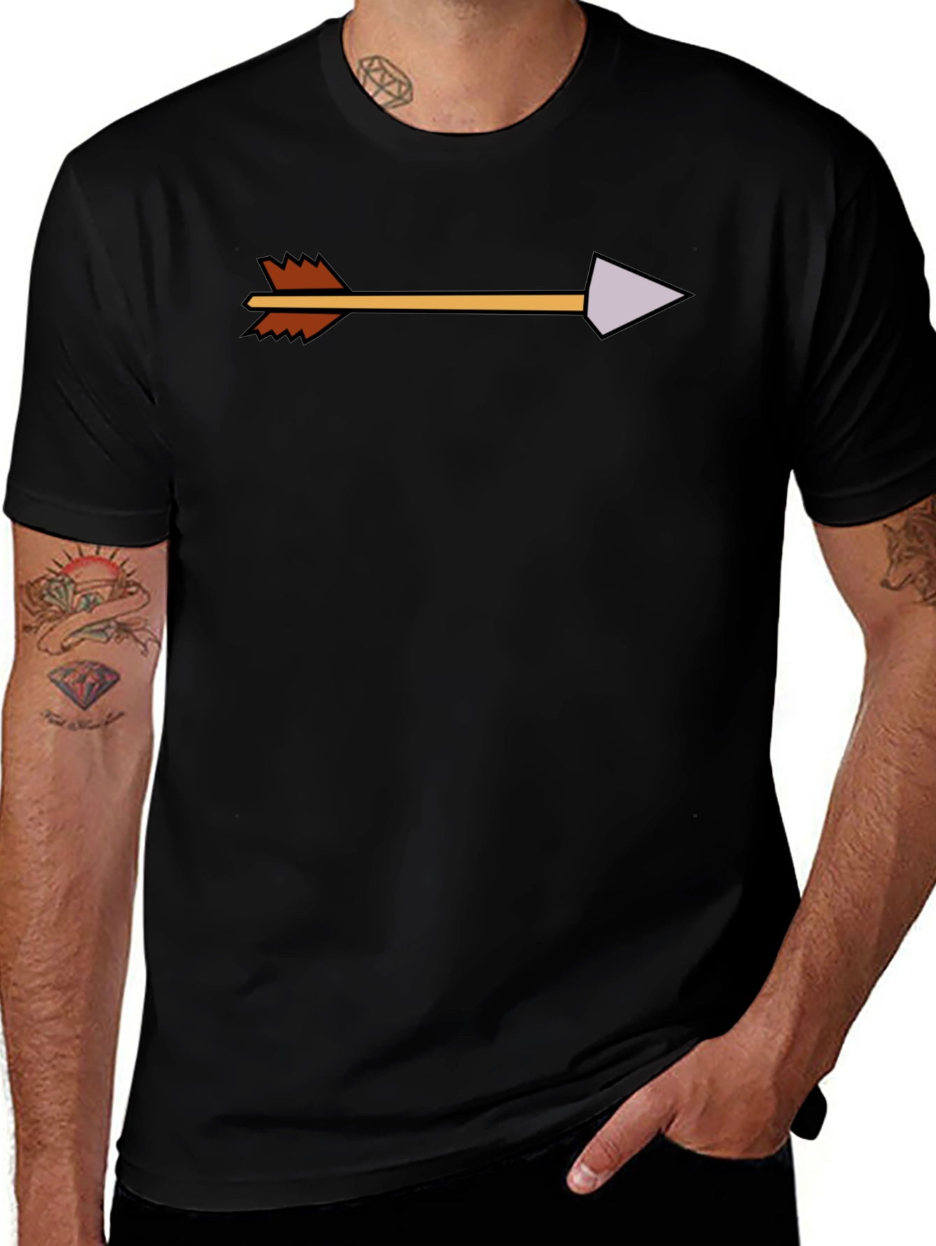 Arrow Graphic Tee - Modern Casual Black T-Shirt