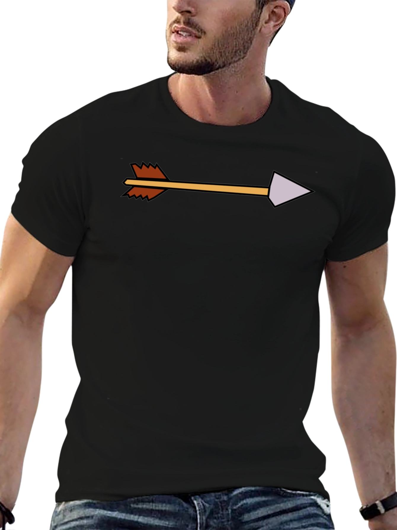 Arrow Graphic Tee - Modern Casual Black T-Shirt