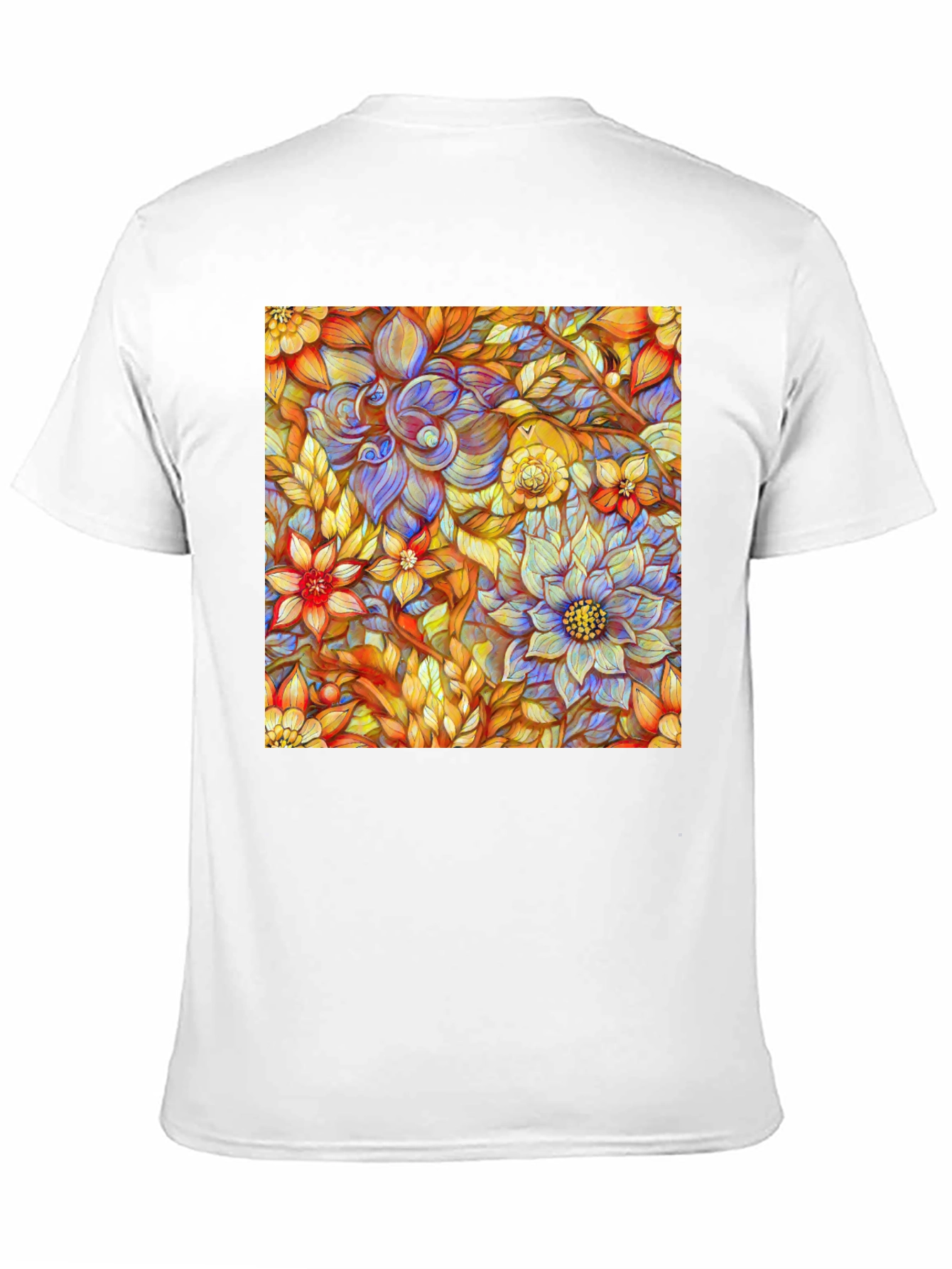 Floral Art Print Mens Black T-Shirt