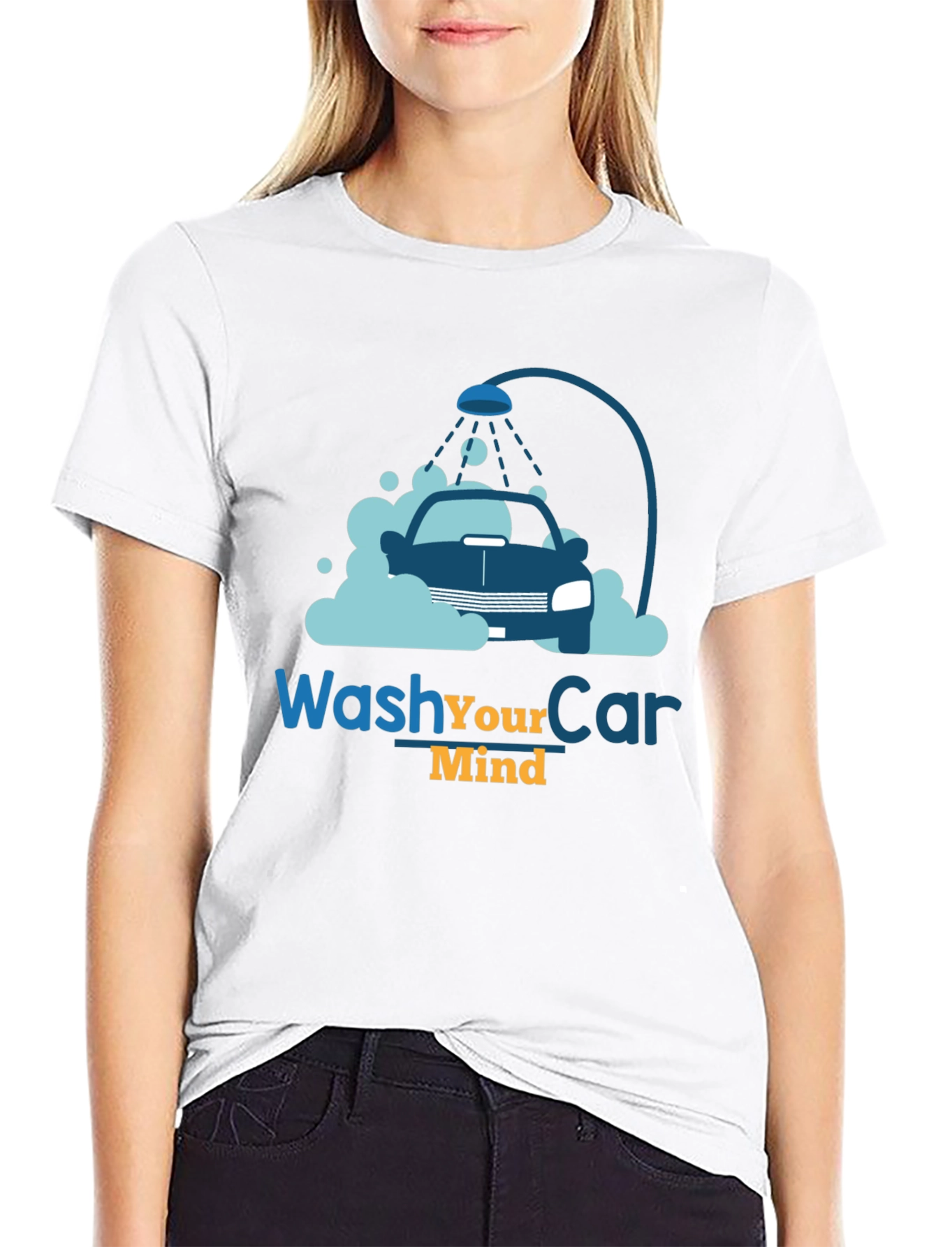 Wash Your Car Mind T-Shirt Black Cotton Tee