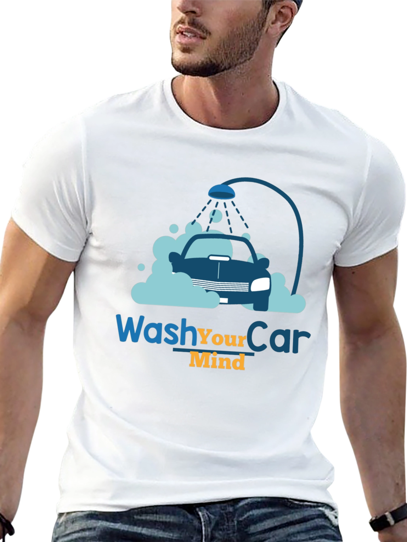 Wash Your Car Mind T-Shirt Black Cotton Tee