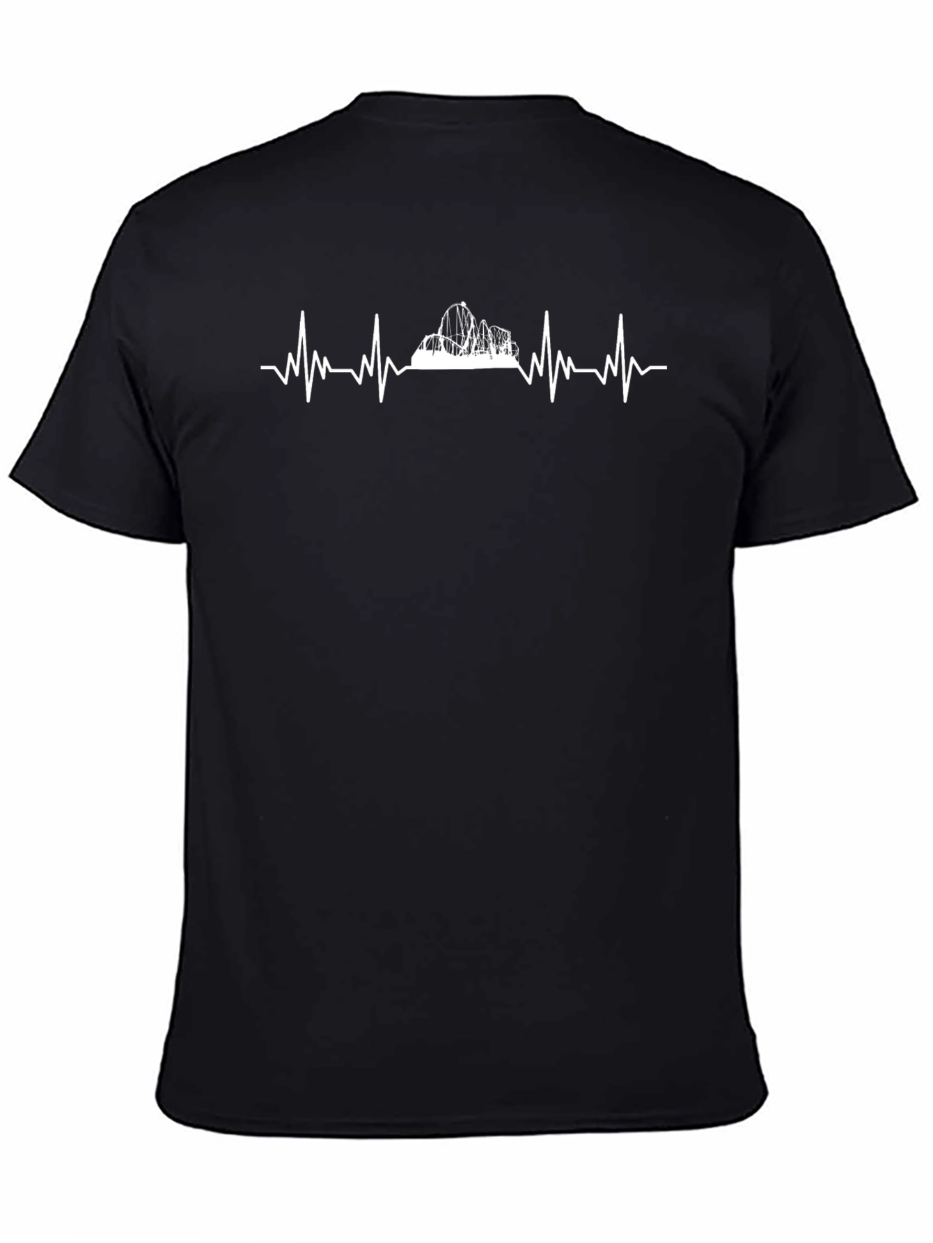 Heartbeat Mountain T-Shirt - Black Cotton Tee