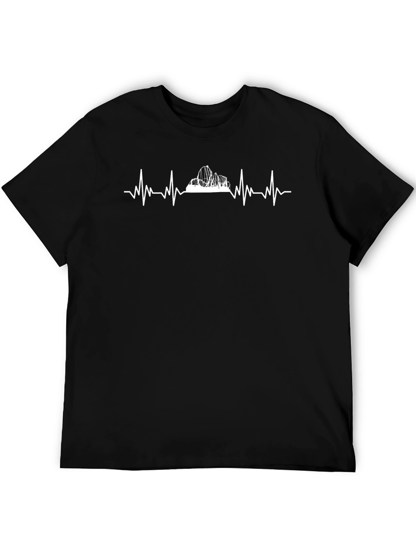 Heartbeat Mountain T-Shirt - Black Cotton Tee