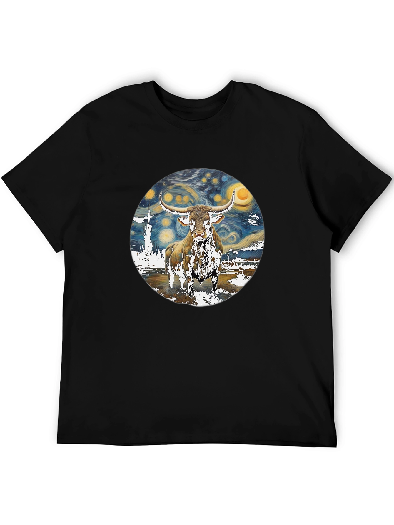 Starry Night Bull Graphic Tee