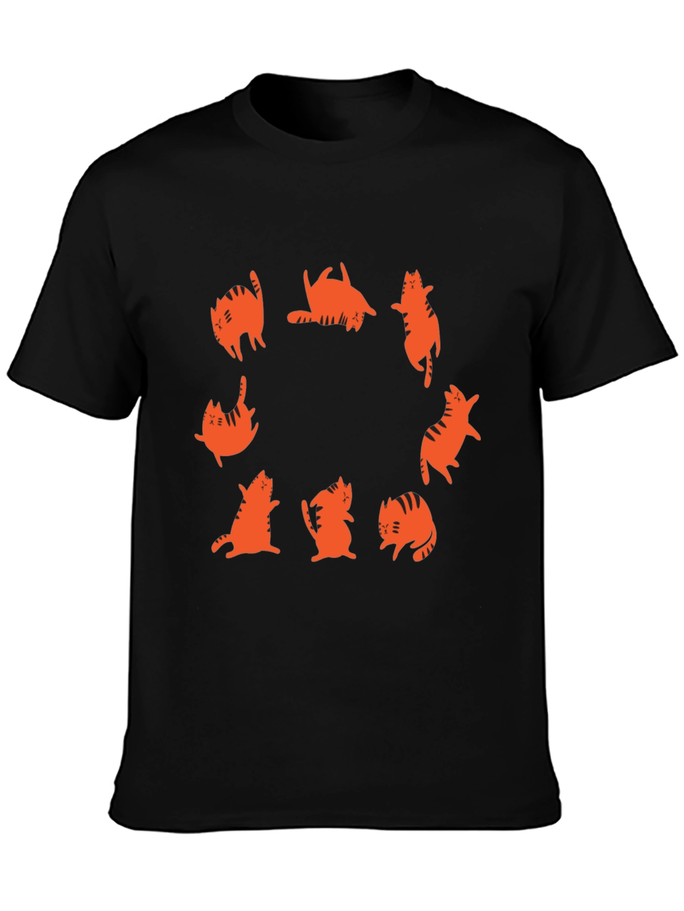 Cat Circle Graphic Tee - Black