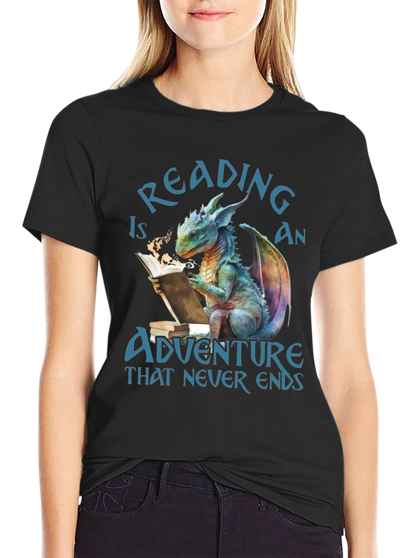 Reading Dragon Graphic T-Shirt