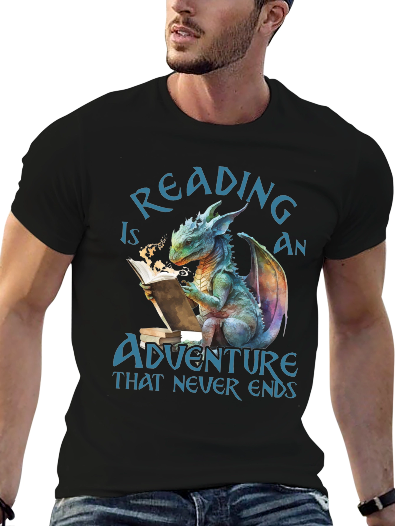 Reading Dragon Graphic T-Shirt