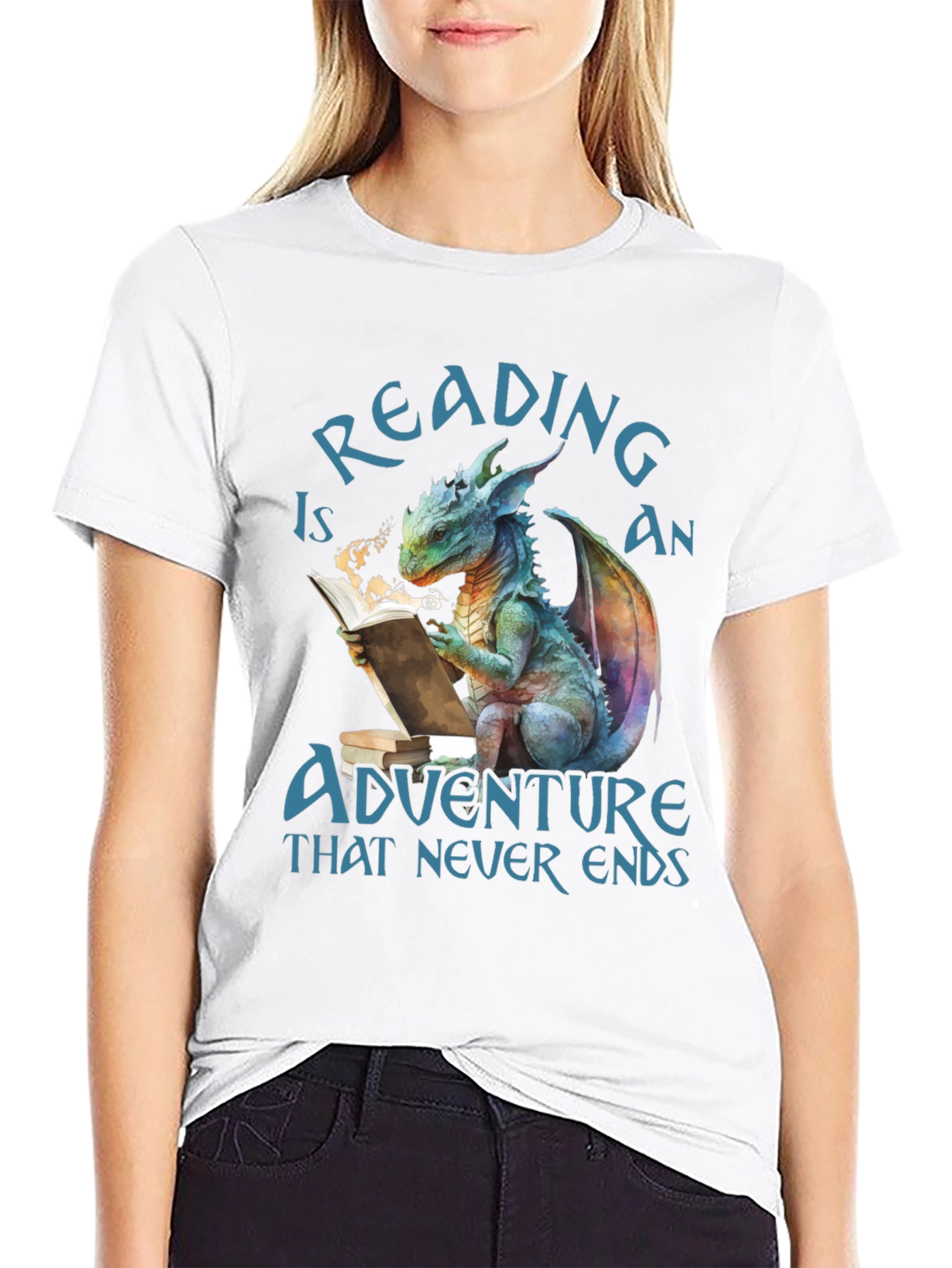 Reading Dragon Graphic T-Shirt