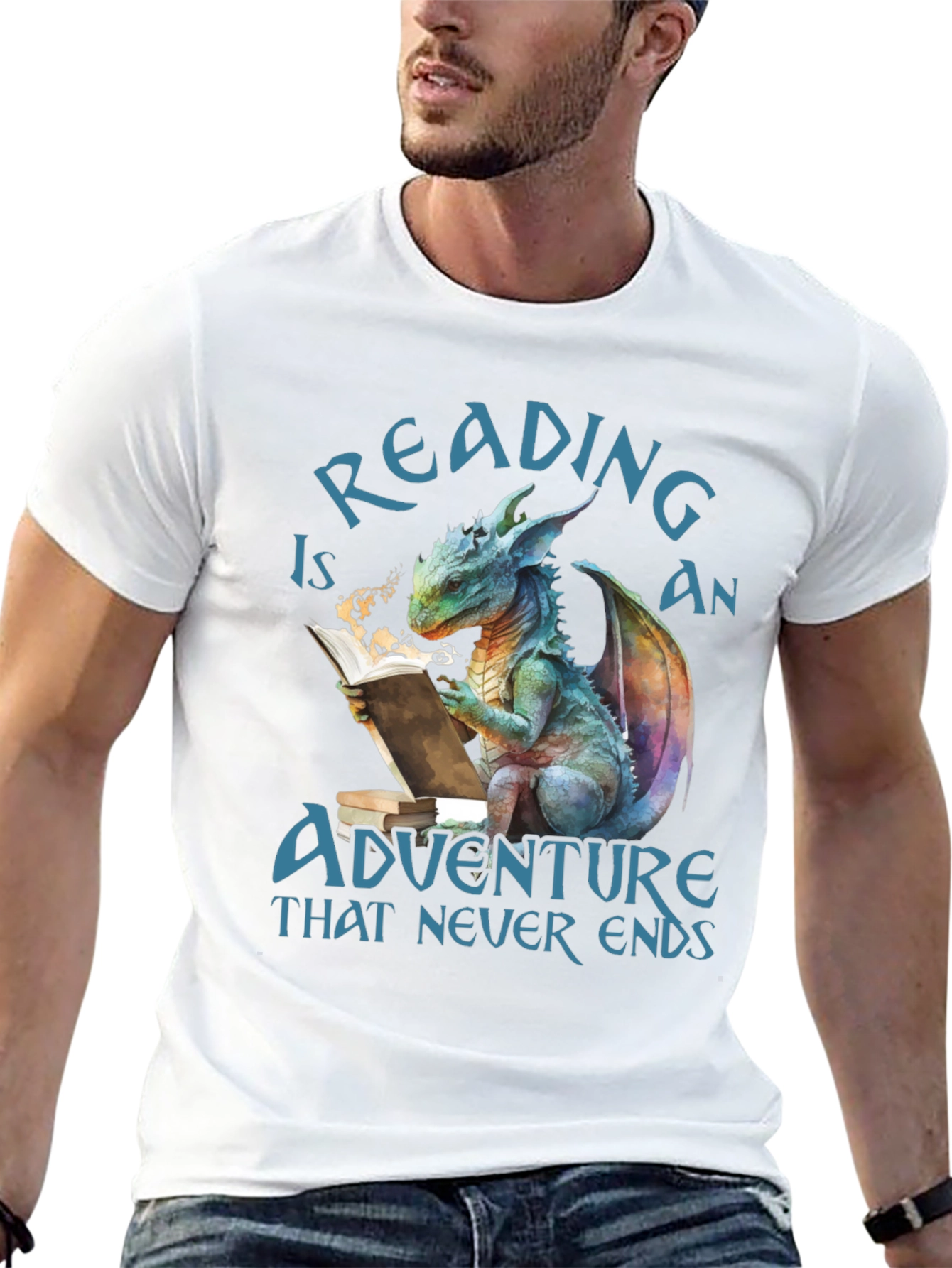 Reading Dragon Graphic T-Shirt
