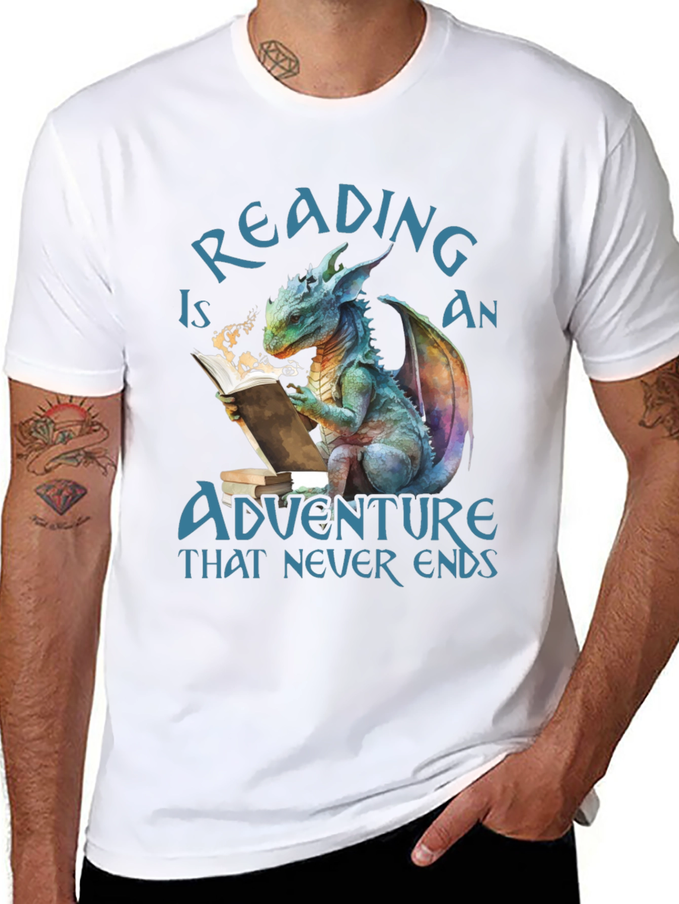 Reading Dragon Graphic T-Shirt