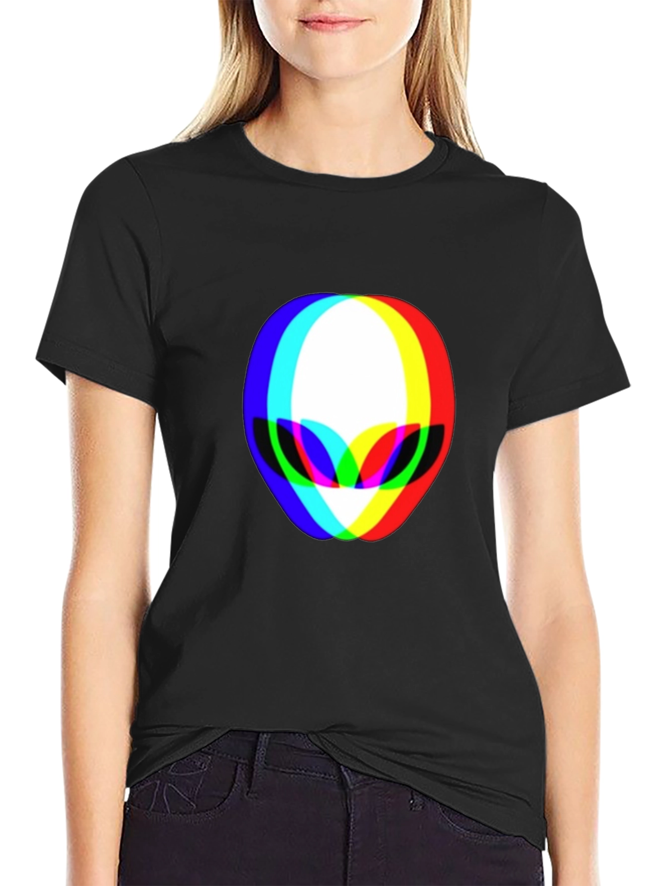 Retro Alien Head T-Shirt - Black Cotton Tee