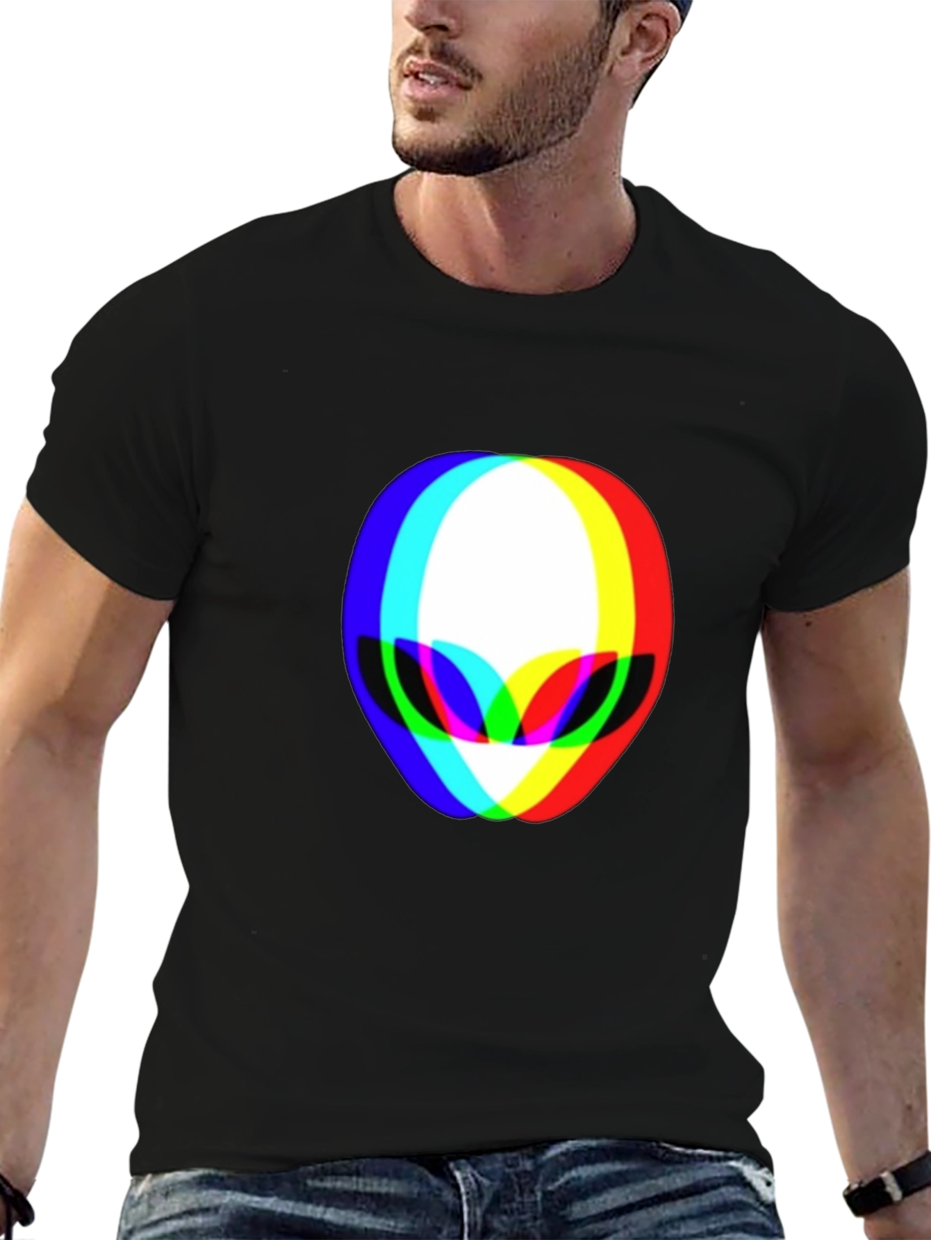 Retro Alien Head T-Shirt - Black Cotton Tee