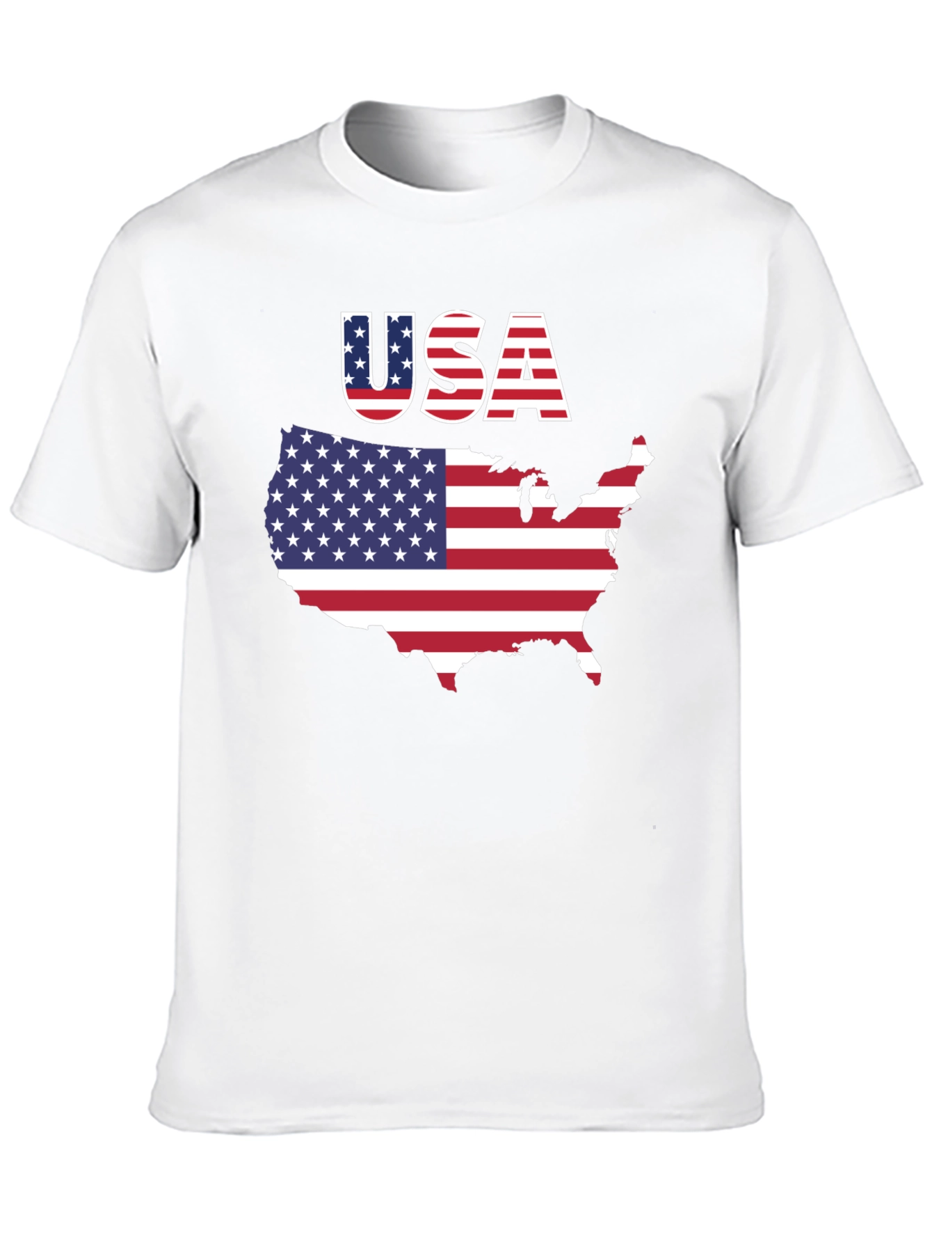 USA Flag Graphic T-Shirt Patriotic Map Design Tee