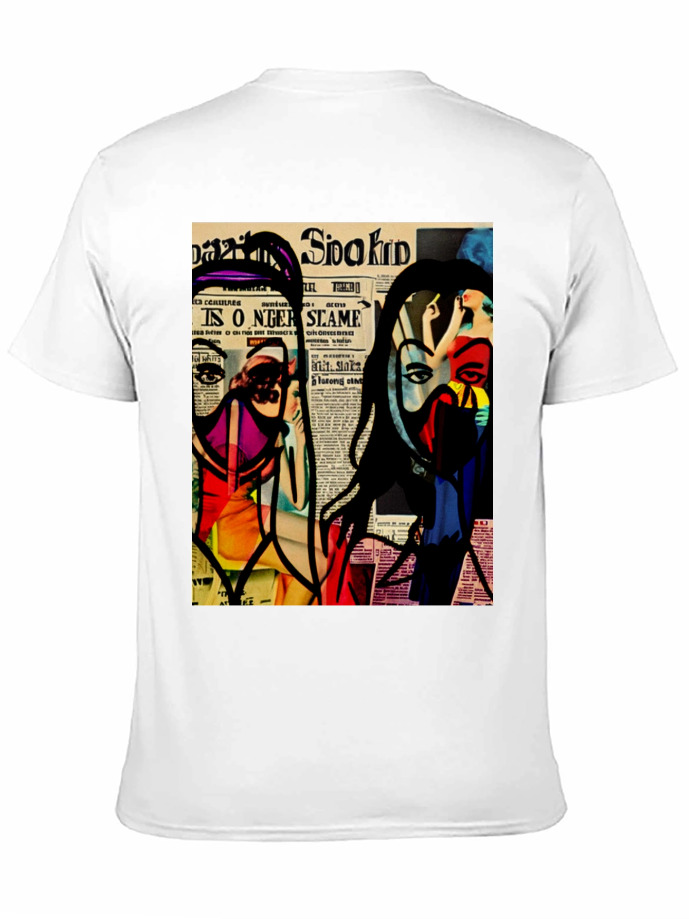 Abstract Newspaper Art Black T-Shirt