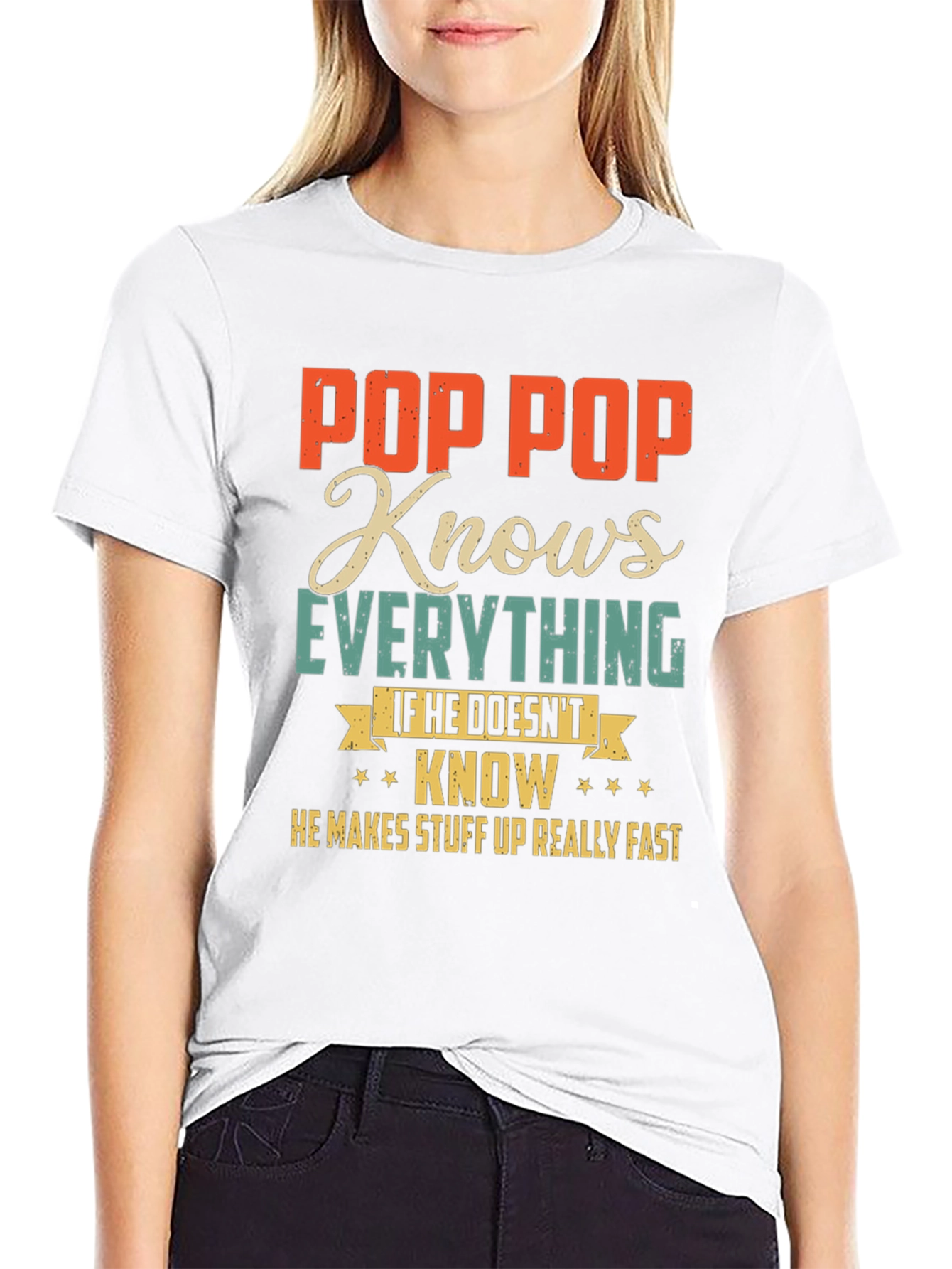 Pop Pop Knows Everything Black T-Shirt