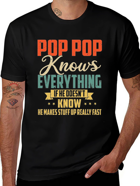 Pop Pop Knows Everything Black T-Shirt