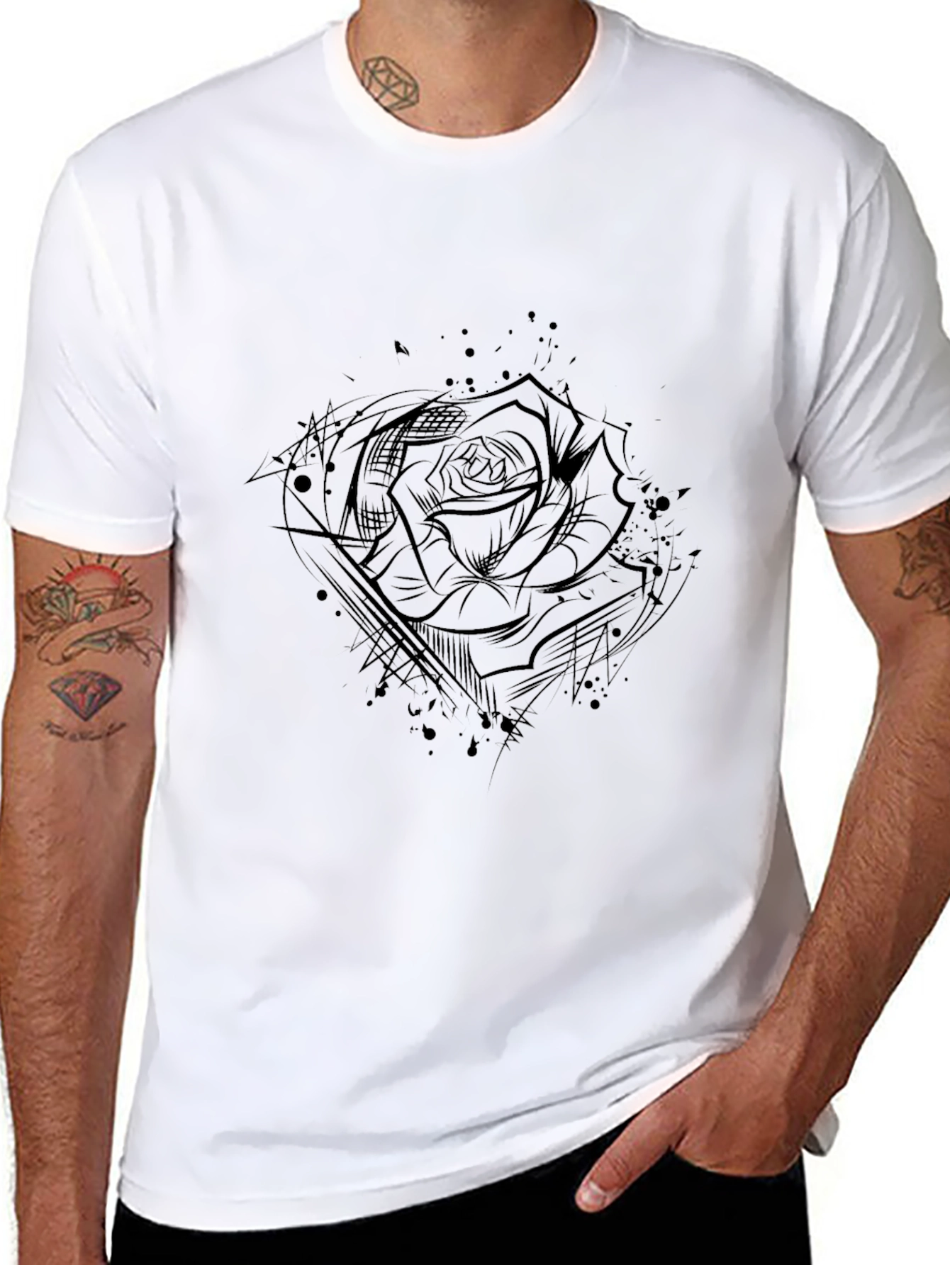 Black Rose Graphic Tee - Stylish Mens T-Shirt