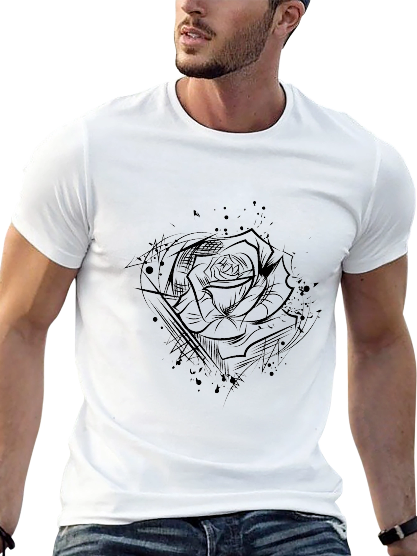 Black Rose Graphic Tee - Stylish Mens T-Shirt