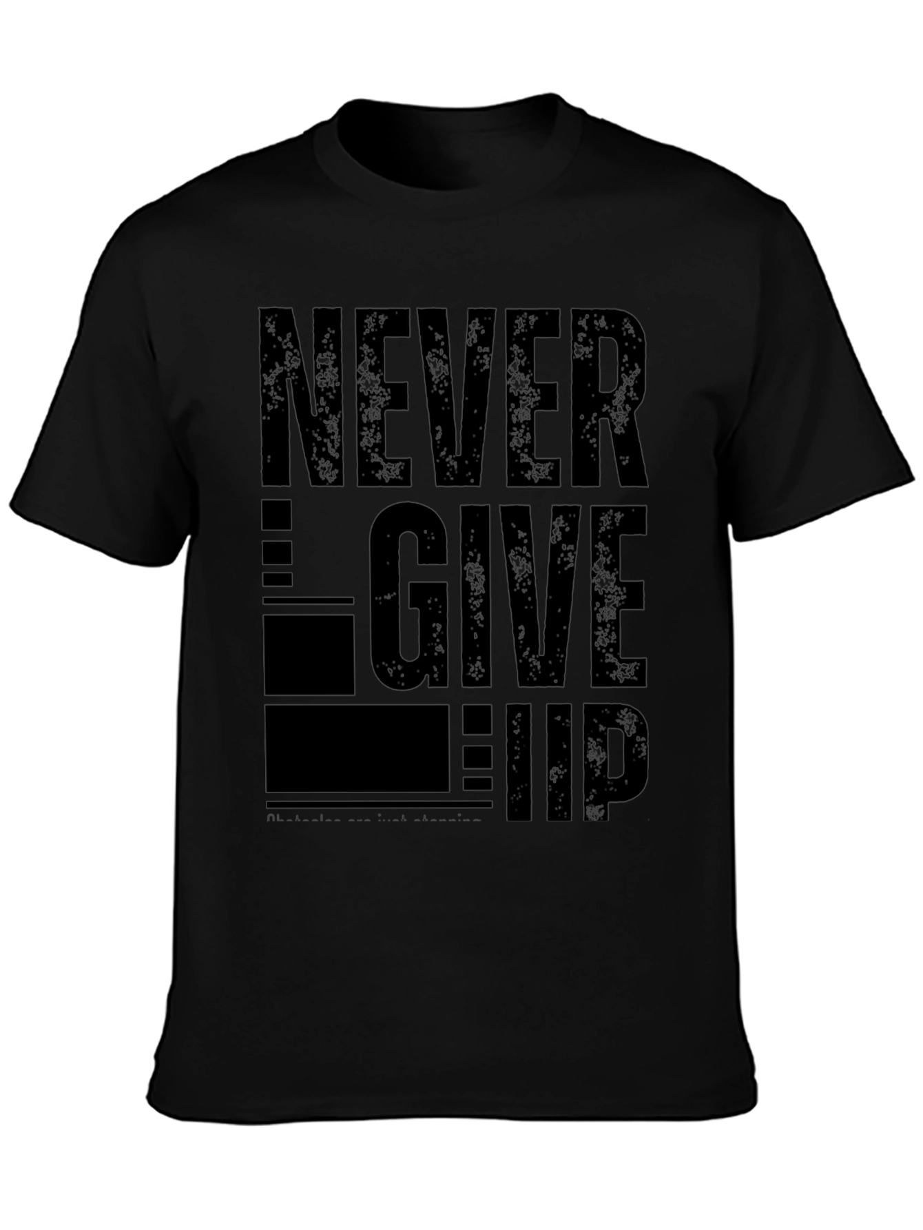 Never Give Up Graphic Print Tee - Black