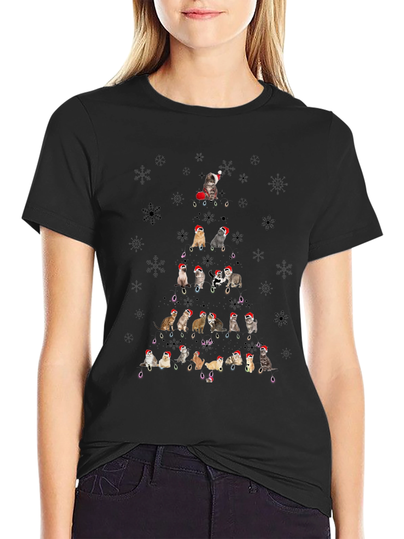 Festive Feline Christmas Tree T-Shirt