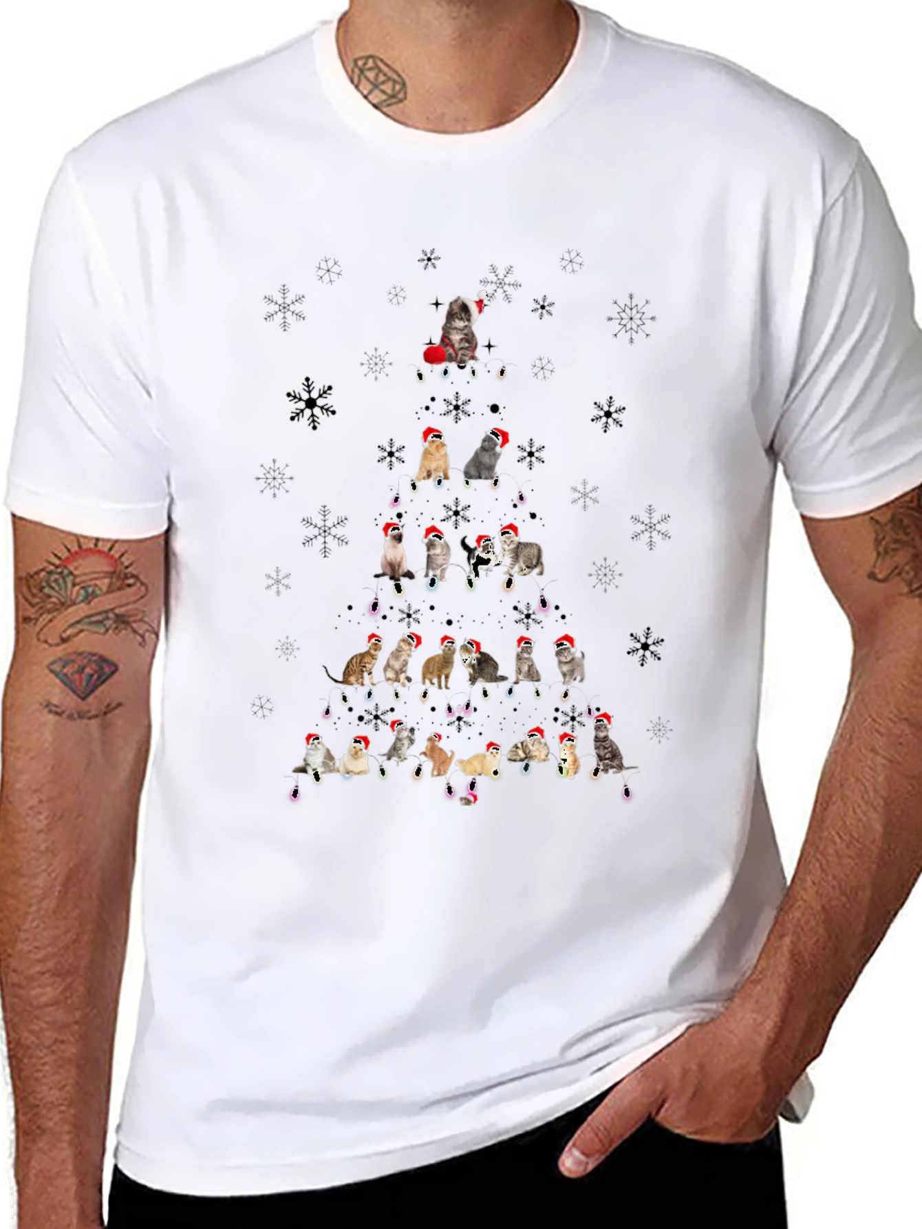 Festive Feline Christmas Tree T-Shirt
