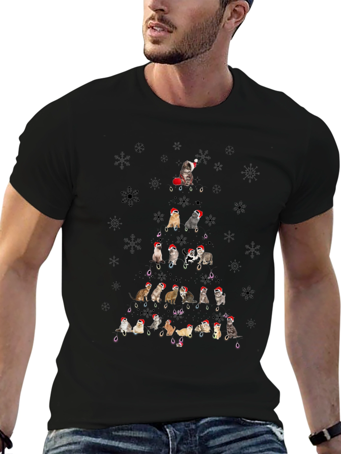 Festive Feline Christmas Tree T-Shirt