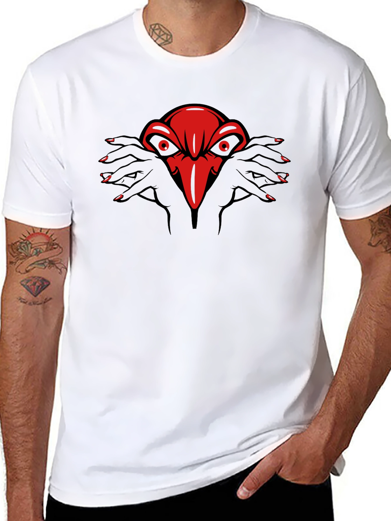 Red Raven Hands Graphic Black Tee