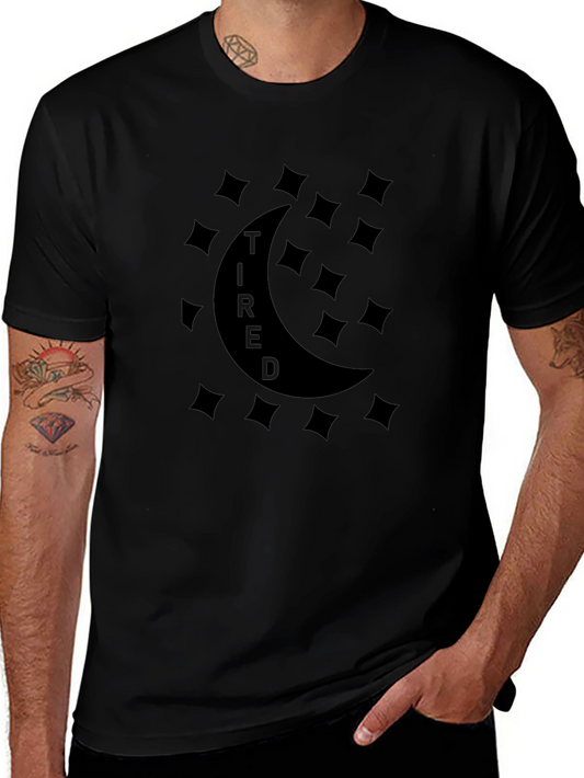 Tired Moon Graphic T-Shirt - Unisex Black Tee