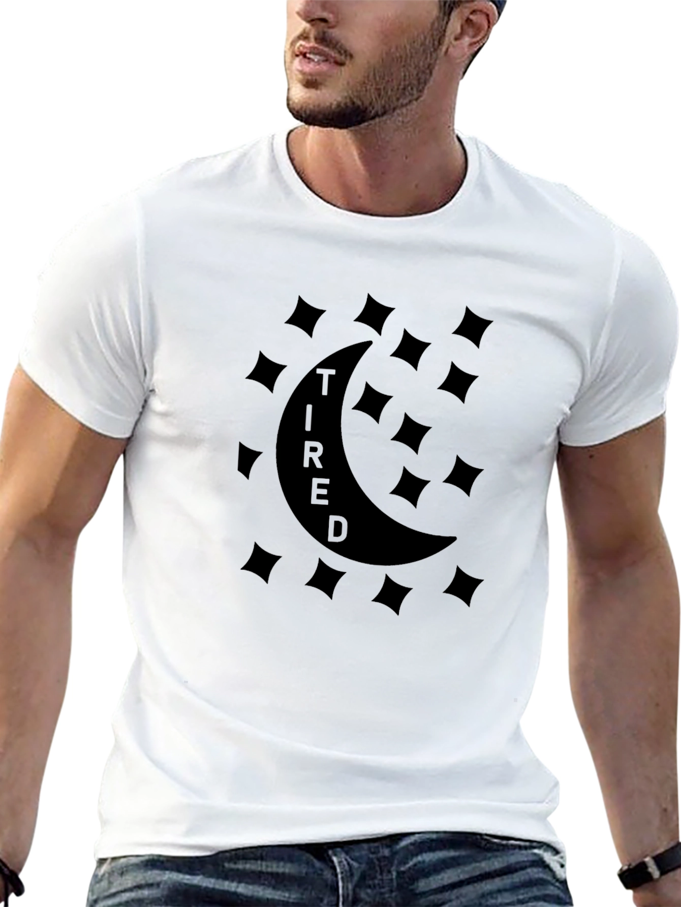 Tired Moon Graphic T-Shirt - Unisex Black Tee