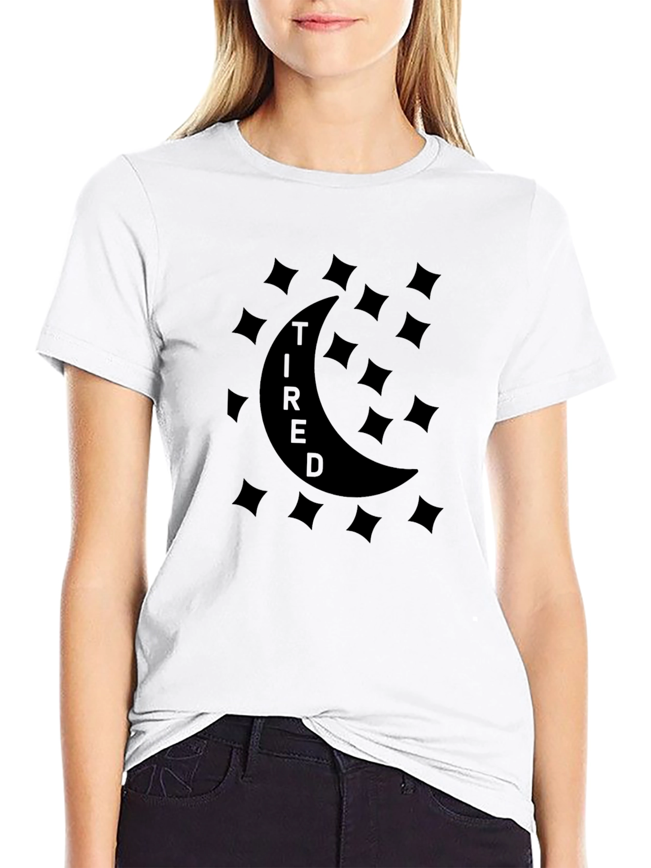 Tired Moon Graphic T-Shirt - Unisex Black Tee
