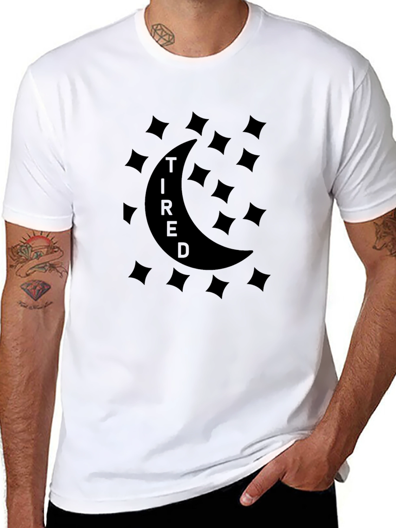 Tired Moon Graphic T-Shirt - Unisex Black Tee