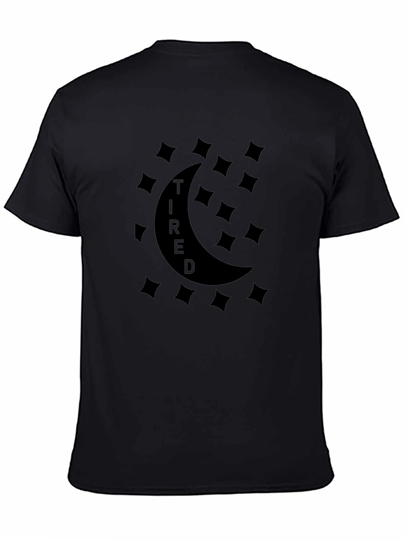Tired Moon Graphic T-Shirt - Unisex Black Tee