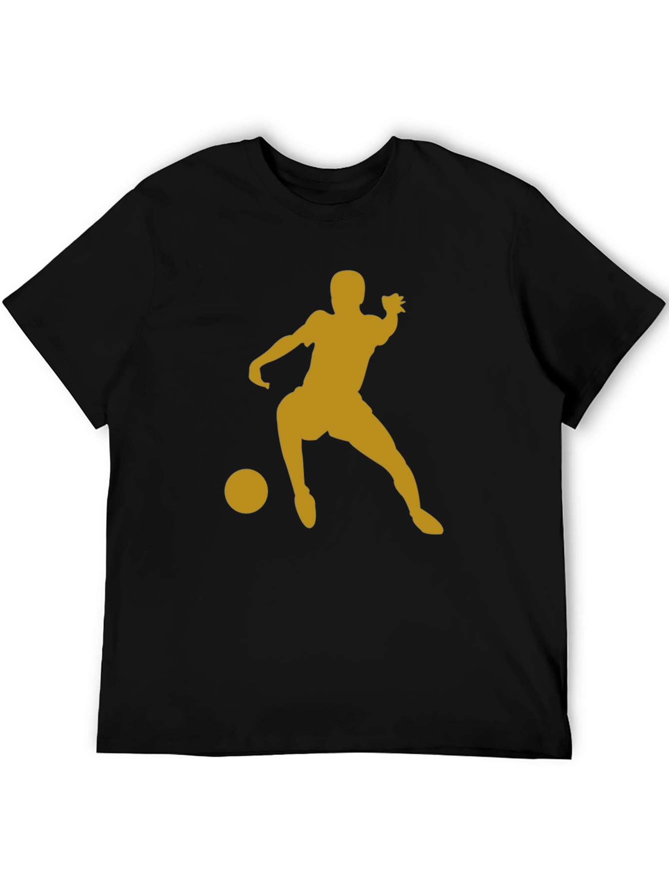 Soccer Player Graphic Tee - Black Cotton T-Shirt
