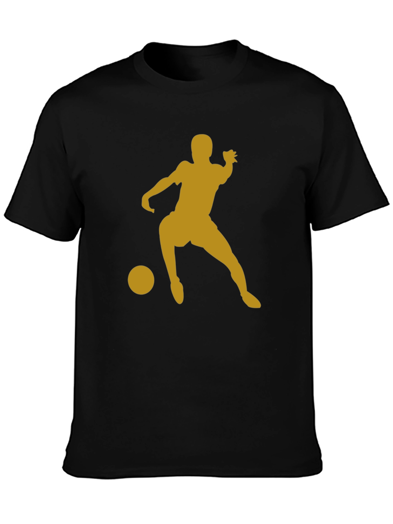 Soccer Player Graphic Tee - Black Cotton T-Shirt